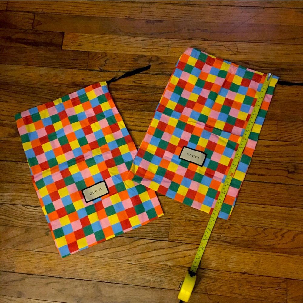 Two (2) Gucci dustbag multicolored box squared shoes sneakers 16.5” x 11.5”